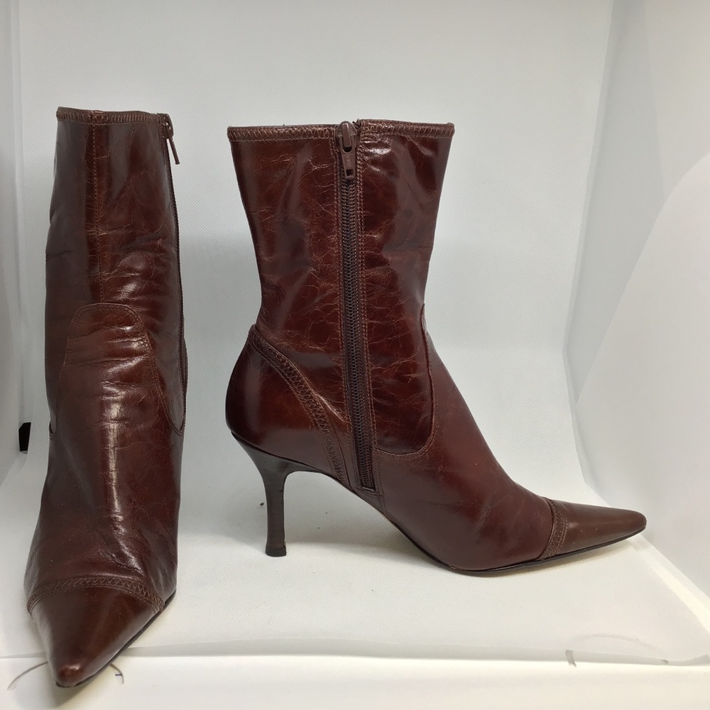 Nine West Red Brown Lanthero Leather Short Boot 🚫
